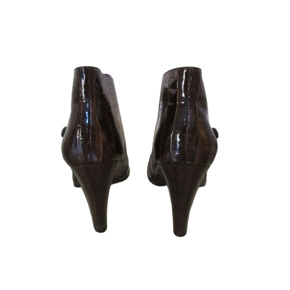 Great Pair of Via Spiga Lydia Croc Print Leather Booties w High Heel SZ 8 1/2 B - Picture 3 of 7